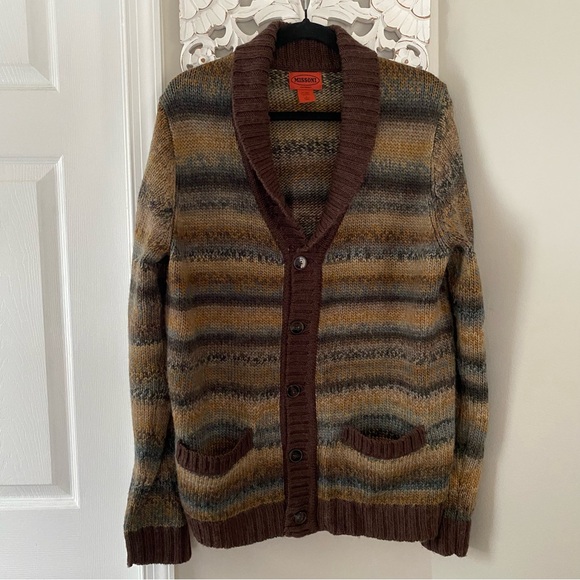 Missoni Men's Wool Blend Shawl Collar Cardigan Sweater Preppy Academia Sz M